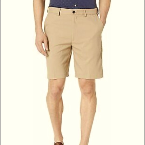 Savane Men's Flat Front Mirco Fiber Short shorts tan - Picture 1 of 10